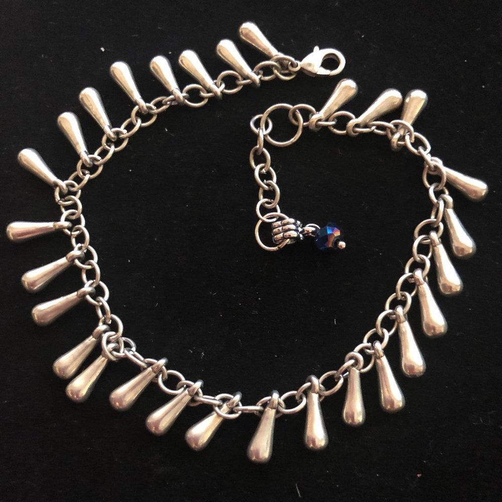 Elongated Puffy Teardrop Charm Ankle Bracelet